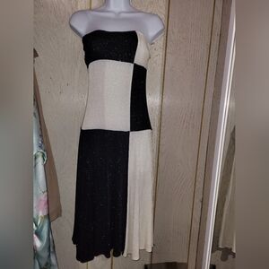 City Triangles Black and Cream Strapless Dress